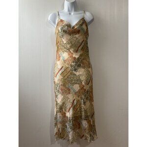 Vintage Scarf Print Patchwork Dress Spaghetti Strap Midi Hem Sz Small Edge U.S.A
